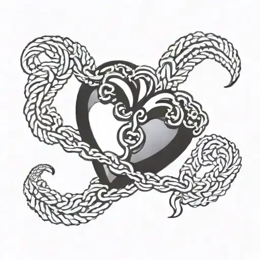 crocheted heart w hooks incorporated tattoo design idea