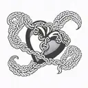 crocheted heart w hooks incorporated tattoo design idea