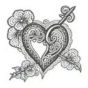 crocheted heart w hooks incorporated tattoo design idea