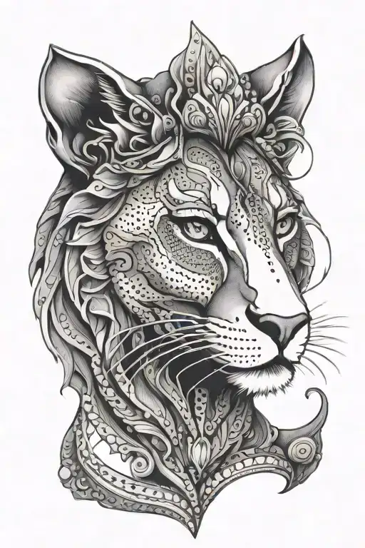 Sekhmet lioness woman tattoo design idea