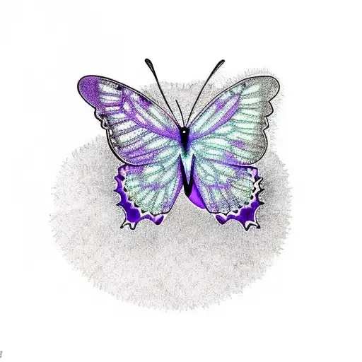 Forget me nots surrounding a purple butterfly but it’s a semicolon butterfly.  tattoo design idea