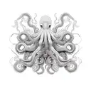 An intricately detailed octopus with electrical wires intertwined around its tentacles, symbolizing the client's occupation as an electrician tattoo design idea