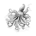 An intricately detailed octopus with electrical wires intertwined around its tentacles, symbolizing the client's occupation as an electrician tattoo design idea