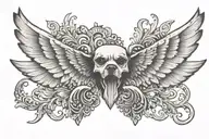 dog bone with wings spread tattoo design idea