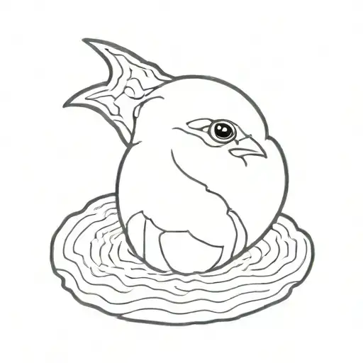 The embryo of a chick in a shell tattoo design idea