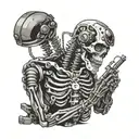 Welding skeleton holding tattoo design idea