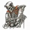 Welding skeleton holding tattoo design idea