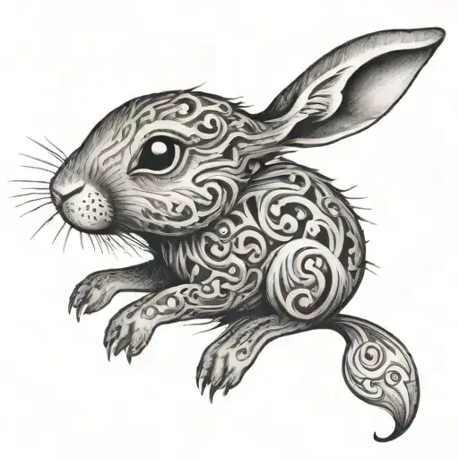 Bunny creepy small tattoo design idea