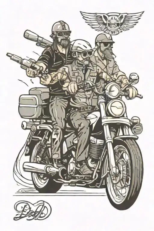 dad and I  rode motorcycles and truck drivers tattoo design idea