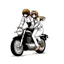 couple riding motorcycle tattoo design idea