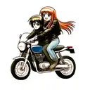couple riding motorcycle tattoo design idea