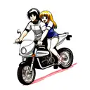 couple riding motorcycle tattoo design idea