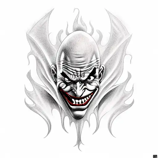 fire force,joker,dark, laughing  tattoo design idea