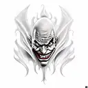 fire force,joker,dark, laughing  tattoo design idea