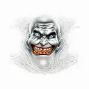 fire force,joker,dark, laughing  tattoo design idea