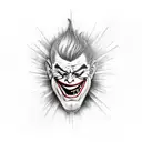 fire force,joker,dark, laughing  tattoo design idea