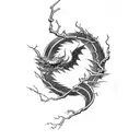 lightning on thigh with japanese dragon tattoo design idea