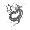 lightning on thigh with japanese dragon tattoo design idea