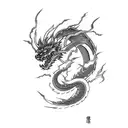 lightning on thigh with japanese dragon tattoo design idea