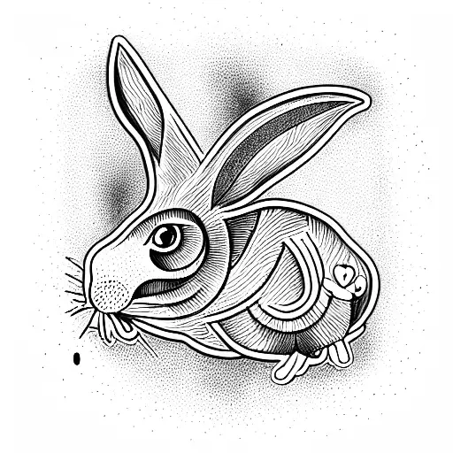Water rabbit  tattoo design idea