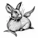 Water rabbit  tattoo design idea