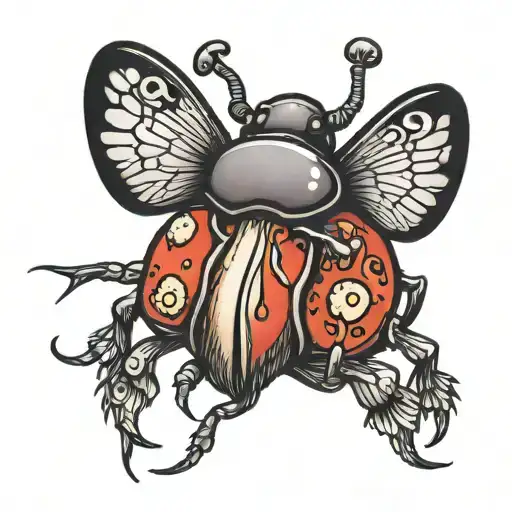 beetle mushroom tattoo design idea