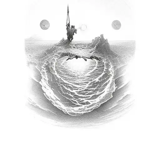 tattoo in the style of gustave dore showcasing the end of the world tattoo design idea