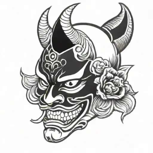 Blackwork Hannya Mask Tattoo Idea Blackink Ai