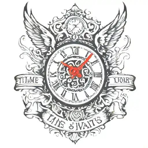 phrase time waits for no one you must live tattoo design idea