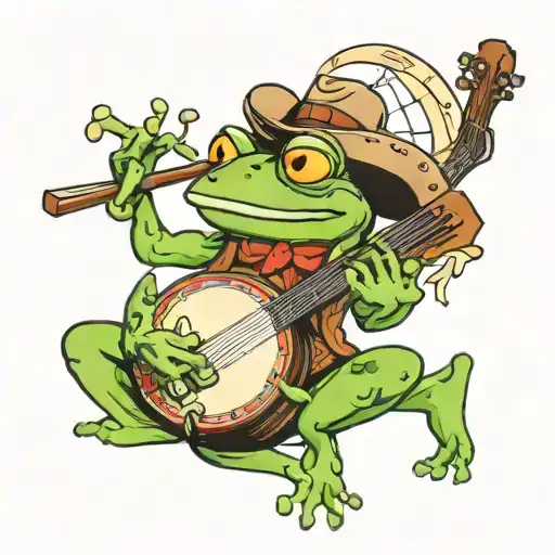 cowboy frog playing a banjo tattoo design idea