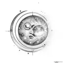 sun, moon, eclipse tattoo design idea