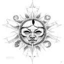 sun, moon, eclipse tattoo design idea