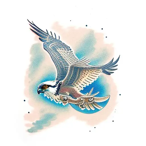 osprey catching a fish tattoo design idea