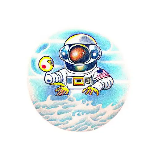 Astronaut with fractals tattoo design idea
