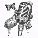 Microphone with dollar signs intertwined in the design tattoo design idea
