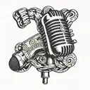 Microphone with dollar signs intertwined in the design tattoo design idea