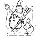 wizard wearing a baseball hat casting a spell with a soldering iron and woodworking tools  tattoo design idea
