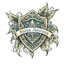 child names incorporated shield Aurora Amara Autumn Melody tattoo design idea