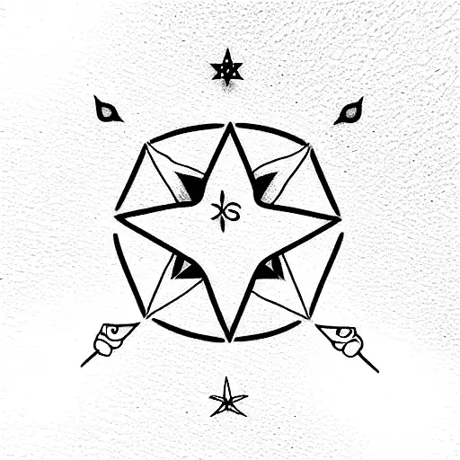 peach outline with star sign scorpio inside tattoo design idea