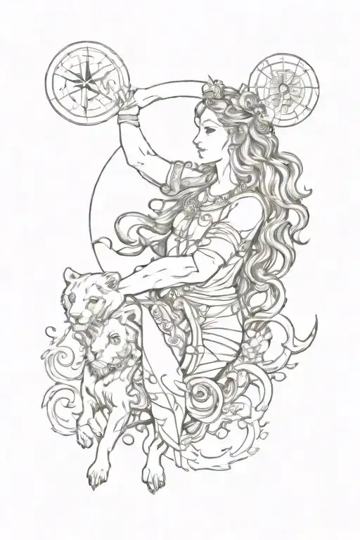 strength inspired by 4 children including zodiac signs leo, virgo and AQUARIUS  tattoo design idea