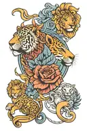 strength inspired by 4 children including zodiac signs leo, virgo and AQUARIUS  tattoo design idea