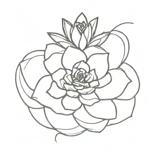 A combination of LP records and succulent plants forming a unique pattern tattoo design idea