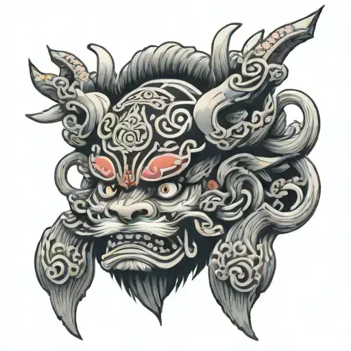 Shinto shrine with king's crown tattoo design idea