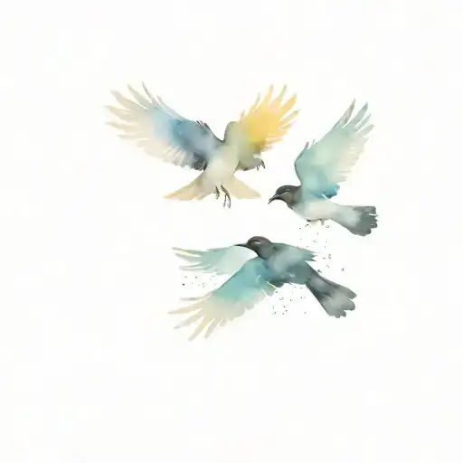magpies flying with the words nur tattoo design idea