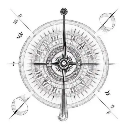 jazz guitar with compass  tattoo design idea