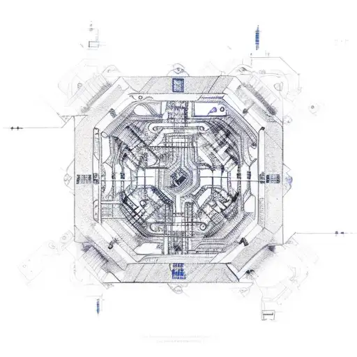An engineer's blueprint transformed into an intricate circuitry design tattoo design idea