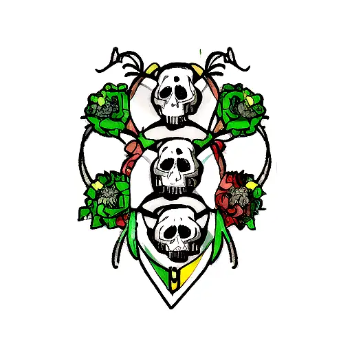 Italy Brazil skull family tattoo design idea
