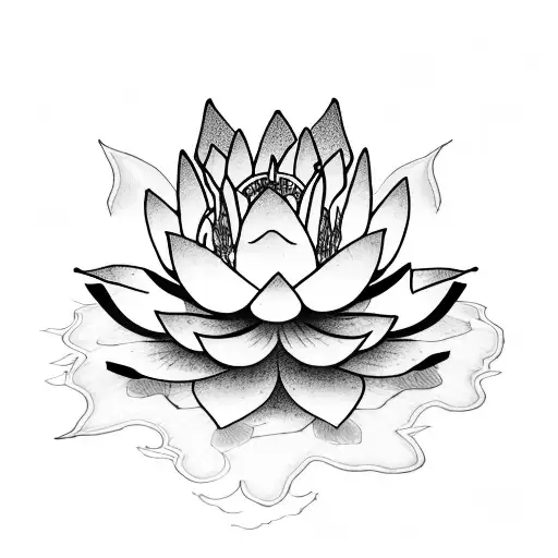 lotus flower with the japanese script 前途洋々 encorporated  tattoo design idea