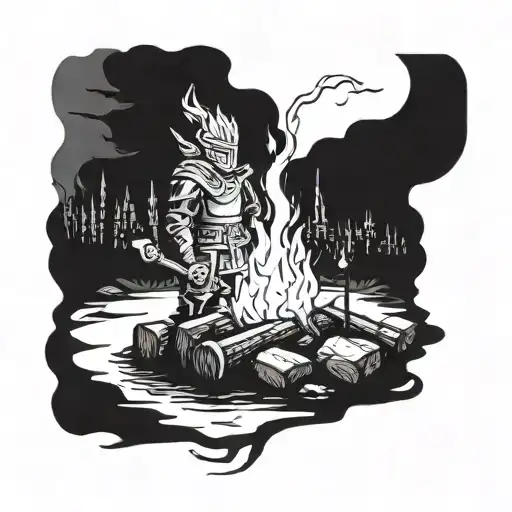 Create A Tattoo Of A Campfire Scene From Dark Souls With A Sense Of Mystery And Danger Tattoo Idea tattoo design idea