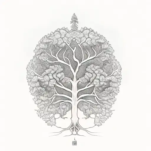 Tree of Life with the years 1977 aand 1976 in the roots tattoo design idea